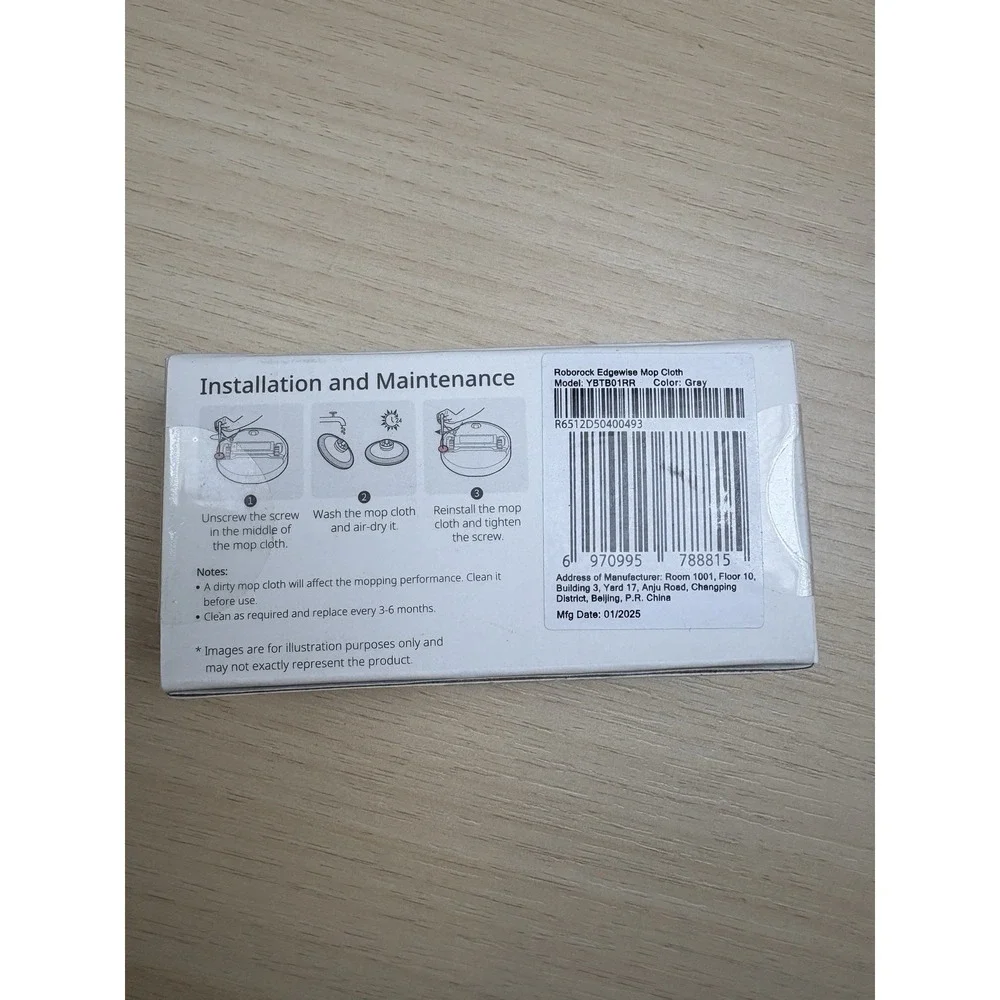 Z ROBOROCK Edgewise Mop Cloth FOR ROBOTIC VACUUMS  YBTB01RR Gray Sealed